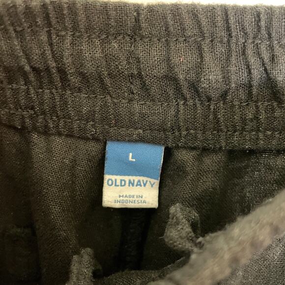 Women's Large Old Navy Black Linen Blend Pull-On Straight Leg Pants - Picture 3 of 5